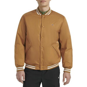 yz `sI Y WPbgEu] AE^[ Men's Champion Classic Varsity Bomber Jacket with Quilted Lining Tobacco