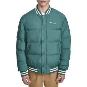 yz `sI Y WPbgEu] AE^[ Men's Champion Quilted Varsity Puffer Bomber Jacket Rain Forest