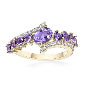 yz Gemminded fB[X O ANZT[ Gemminded 2 Micron Gold Over Silver Amethyst & White Topaz Ring Gold Tone