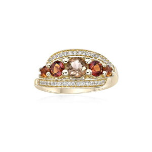 yz Gemminded fB[X O ANZT[ Gemminded 2 Micron Gold Over Silver Citrine Smokey Quartz & Lab-Created White Sapphire Ring Gold Tone