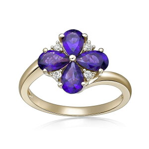 Gemminded ���f�B�[�X �A�N�Z�T���[ �����O Gemminded 2 Micron Gold Over Silver Amethyst & Lab-Created White Sapphire Floweringold Tone �S�[���h