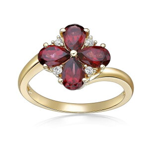 yz Gemminded fB[X O ANZT[ Gemminded 2 Micron Gold Over Silver Garnet & Lab-Created White Sapphire Flower Ring Gold Tone