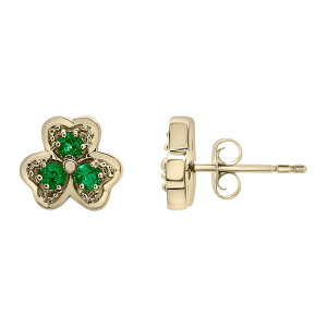 Aufbh fB[X ANZT[ sAXECO Unbranded 14k Gold Over Sterling Silver Lab-Created Emerald Clover Stud Earrings Emerald Gh