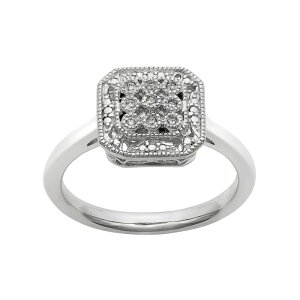 ���F���E�H�� ���f�B�[�X �A�N�Z�T���[ �����O Simply Vera Wang Diamond Accent Sterling Silver Octagonal Halo Ring White �z���C�g