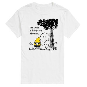�A�j���L�����N�^�[ �����Y �g�b�v�X T�V���c �g�[�� �O���t�B�b�N Licensed Character Big & Tall Peanuts World Filled With Mondays Graphic Tee White �z���C�g