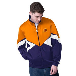 yz X^[^[ Y WPbgEu] AE^[ Men's Starter Orange/Purple Phoenix Suns Rush Applique Full-Zip Track Jacket Phx Orange