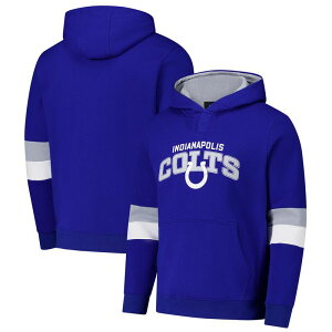 yz J[ oNX Y TVc gbvX Men's G-III Sports by Carl Banks Royal/Silver Indianapolis Colts Adaptive Faceoff Pullover Hoodie Clt Blue