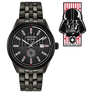 yz V`Y Y rv ANZT[ Citizen Men's Eco-Drive Star Wars Darth Vader Returns Black IP Stainless Steel Watch & Pin Box Set - BM7255-61W Black