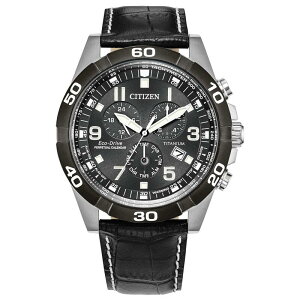yz V`Y Y rv ANZT[ Citizen Men's Eco-Drive Titanium Black Chronograph Dial Black Leather Strap Watch - BL5558-15H Black
