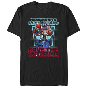 �A�j���L�����N�^�[ �����Y �g�b�v�X T�V���c �O���t�B�b�N Licensed Character Men's Transformers New Year's Resolution Save The World Graphic Tee Black �u���b�N