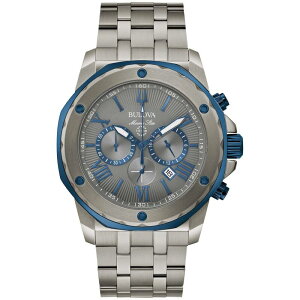 �u���o �����Y �A�N�Z�T���[ �r���v T�V���c Bulova Men's Marine Star Grey Stainlessteel Blue Accent Chronograph Bracelet Watch - 98B411 Gray �O���[