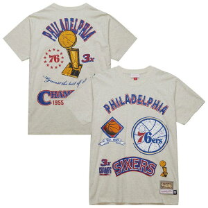 yz ~b`F&lX Y TVc gbvX Men's Mitchell & Ness Oatmeal Philadelphia 76ers Hardwood Classics Legacy Defined Retro Championship T-Shirt 76r Multi
