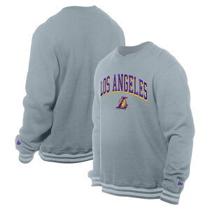 �j���[�G�� �����Y �g�b�v�X T�V���c �X�E�F�b�g Men's New Era Gray Los Angeles Lakers Chenille Cross Over Pullover Sweatshirt Lak Grey �O���[