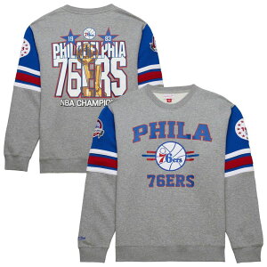 �~�b�`�F��&�l�X �����Y �g�b�v�X T�V���c �X�E�F�b�g Men's Mitchell & Ness Heather Gray Philadelphia 76ers Hardwood Classics All Over 4.0 Pullover Sweatshirt 76r Grey �O���[