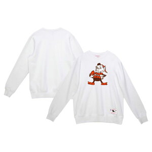 �~�b�`�F��&�l�X �����Y �g�b�v�X T�V���c �X�E�F�b�g �t���[�X Men's Mitchell & Ness White Cleveland Browns Basic Fleece Pullover Sweatshirt Brn White �z���C�g
