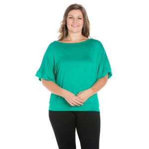 24 �Z�u���R���t�H�[�g ���f�B�[�X �g�b�v�X T�V���c �v���X�T�C�Y Plusize 24Seven Comfort Apparel Short Sleeve Dolman Top Green �O���[��