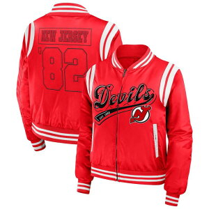 yz EFA oC G Ah[Y fB[X WPbgEu] AE^[ Women's WEAR by Erin Andrews Red New Jersey Devils Baller Full-Zip Bomber Jacket Nhl Red