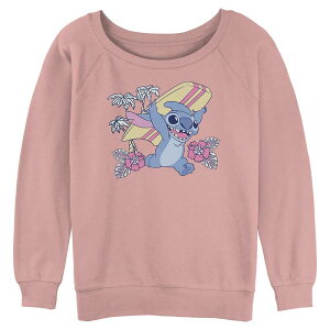 �f�B�Y�j�[ ���f�B�[�X �g�b�v�X T�V���c �O���t�B�b�N Disney's Lilo & Stitch Ready To Surf Juniors' Graphic Pullover Desert Pink �s���N