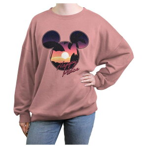 �f�B�Y�j�[ ���f�B�[�X �g�b�v�X T�V���c ���[�X �O���t�B�b�N Disney's Mickey Mouse Sunset Happy Place Juniors' Oversized Graphic Pullover Desert Pink �s���N