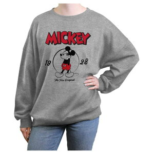 �f�B�Y�j�[ ���f�B�[�X �g�b�v�X T�V���c �O���t�B�b�N Disney's Mickey Mouse The True Original 1928 Juniors' Oversized Graphic Pullover Heather Gray �O���[