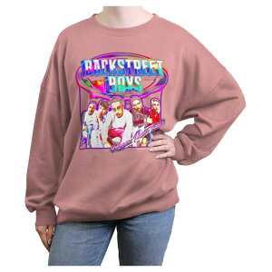 �A�j���L�����N�^�[ ���f�B�[�X �g�b�v�X T�V���c �O���t�B�b�N Licensed Character Juniors' Backstreet Boys Larger Than Life Coversized Graphic Pullover Desert Pink �s���N