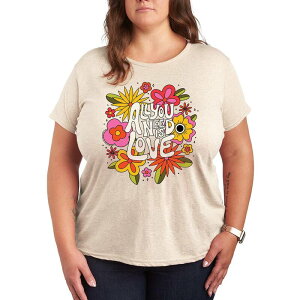 yz CZX LN^[ fB[X TVc gbvX Plus Size The Beatles All You Need Is Love Graphic Tee Beige