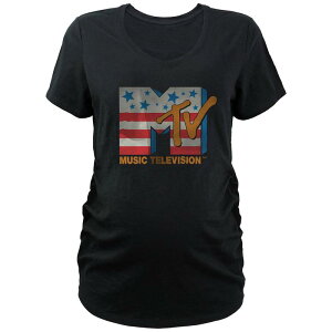 �A�j���L�����N�^�[ ���f�B�[�X �g�b�v�X T�V���c �}�^�j�e�B ���S �O���t�B�b�N Licensed Character Maternity MTV Americana Logo Graphic Tee Black �u���b�N