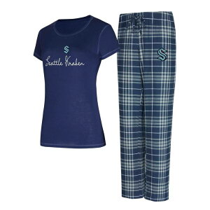 �A���u�����f�b�h ���f�B�[�X �A���_�[�E�F�A �i�C�g�E�F�A �p���c T�V���c Unbranded Women's Conceptsport Deep Sea Blue/Gray Seattle Kraken Vector T-Shirt & Pantsleep Set Krk Navy �l�C�r�[