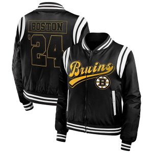 yz EFA oC G Ah[Y fB[X WPbgEu] AE^[ Women's WEAR by Erin Andrews Black Boston Bruins Baller Full-Zip Bomber Jacket Bsb Black