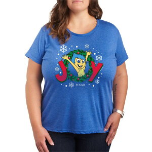 �f�B�Y�j�[ �s�N�T�[ ���f�B�[�X �g�b�v�X T�V���c �v���X�T�C�Y �O���t�B�b�N Disney / Pixar's Inside Out 2 Joy Plusize Wreath Graphic Tee Heatheroyal Blue �w�U�[