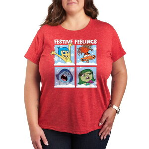 �f�B�Y�j�[ �s�N�T�[ ���f�B�[�X �g�b�v�X T�V���c �v���X�T�C�Y �O���t�B�b�N Disney / Pixar's Inside Out 2 Plusize Festive Feelings Graphic Tee Heathered �w�U�[