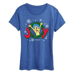 �f�B�Y�j�[ �s�N�T�[ ���f�B�[�X �g�b�v�X T�V���c �O���t�B�b�N Disney / Pixar's Inside Out 2 Joy Women's Wreath Graphic Tee Heatheroyal Blue �w�U�[