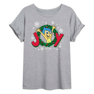 �f�B�Y�j�[ �s�N�T�[ ���f�B�[�X �g�b�v�X T�V���c Disney / Pixar's Inside Out 2 Joy Juniors' Wreath Oversized Tee Heather Gray �O���[