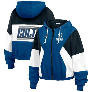 yz EFA oC G Ah[Y fB[X WPbgEu] AE^[ Women's WEAR by Erin Andrews Blue Indianapolis Colts Color Block Full-Zip Windbreaker Jacket Clt Blue