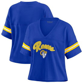 【送料無料】 ウェア バイ エリン アンドルーズ レディース Tシャツ トップス Women's WEAR by Erin Andrews Royal/White Los Angeles Rams Plus Size Color Block Boxy T-Shirt Lar Blue