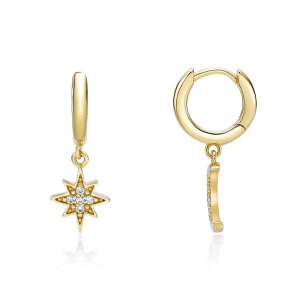 Gemminded fB[X ANZT[ sAXECO Gemminded 18k Gold Over Silver 1/10ct.W. Lab-Grown Diamond Mismatch Star & Moon Drop Earrings Gold Tone S[h