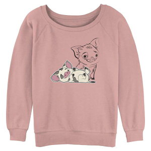 �f�B�Y�j�[ ���f�B�[�X �g�b�v�X T�V���c �I�[�o�[���C �O���t�B�b�N Disney's Moana Pua Overlayed Juniors' Graphic Pullover Desert Pink �s���N