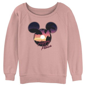 �f�B�Y�j�[ ���f�B�[�X �g�b�v�X T�V���c ���[�X �O���t�B�b�N Disney's Mickey Mouse Sunset Happy Place Juniors' Graphic Pullover Desert Pink �s���N