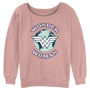 �A�j���L�����N�^�[ ���f�B�[�X �g�b�v�X T�V���c ���S �O���t�B�b�N Licensed Character Juniors' DComics Wonder Woman World Logo Graphic Pullover Desert Pink �s���N