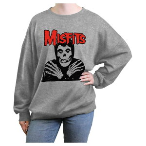 �A�j���L�����N�^�[ ���f�B�[�X �g�b�v�X T�V���c �O���t�B�b�N Licensed Character Juniors' The Misfitskull Arms Crossed Oversized Graphic Pullover Heather Gray �O���[