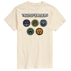 �A�j���L�����N�^�[ �����Y �g�b�v�X T�V���c ���S �O���t�B�b�N Licensed Character Men's Transformers Logo With Badges Graphic Tee Beige �x�[�W��