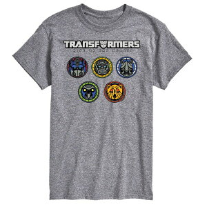 �A�j���L�����N�^�[ �����Y �g�b�v�X T�V���c ���S �O���t�B�b�N Licensed Character Men's Transformers Logo With Badges Graphic Tee Gray �O���[