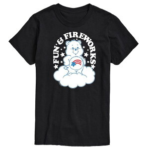 �A�j���L�����N�^�[ �����Y �g�b�v�X T�V���c �O���t�B�b�N Licensed Character Men's Care Bears American Fun Fireworks Graphic Tee Black �u���b�N