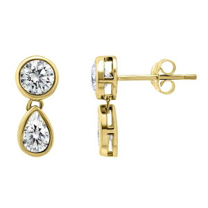 yz Aleure Precioso fB[X sAXECO ANZT[ Aleure Precioso Round & Pear Shaped Cubic Zirconia Drop Post Earrings Gold Tone