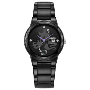 V`Y fB[X ANZT[ rv TVc Disney's Ursula Citizen Women's Eco-Drive Black Stainlessteel Crystal Accent Watch & Pin Box Set Black ubN
