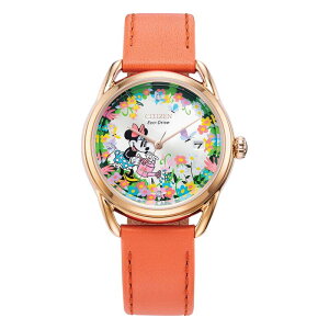 V`Y fB[X ANZT[ rv TVc U[ Disney's Gardening Minnie Citizen Women's Eco-Drive Rose Gold Tone Stainlessteel Coraleather Strap Watch - FE6087-04W Pink sN