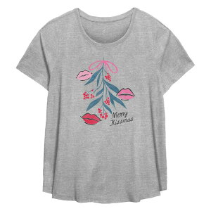 �A���u�����f�b�h ���f�B�[�X �g�b�v�X T�V���c �v���X�T�C�Y �O���t�B�b�N Unbranded Plusize Mistletoe Merry Kissmas Flowy Graphic Tee Heather Gray �O���[