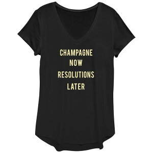 Aufbh fB[X gbvX TVc OtBbN Unbranded Women's Champagne Now Resolutions Later Graphic Tee Black ubN