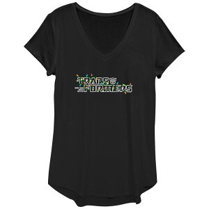 �A�j���L�����N�^�[ ���f�B�[�X �g�b�v�X T�V���c �O���t�B�b�N Licensed Character Women's Transformers Christmas Lights Graphic Tee Black �u���b�N