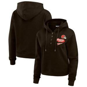 �E�F�A �o�C �G���� �A���h���[�Y ���f�B�[�X �g�b�v�X T�V���c �j�b�g �p�[�J�[ Women's WEAR by Erin Andrews Brown Cleveland Browns Waffle-Knit Pullover Hoodie Brn Brown �u���E��